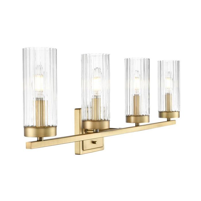 Millennium Lighting Iversen 4Lt 30" Vanity, Brass/Clear Reeded