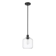 Millennium Lighting Asheville 1Lt Mini-Pendant, Black/Clear - 46901-MB