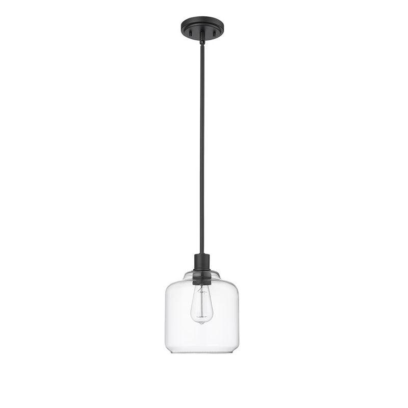 Millennium Lighting Asheville 1Lt Mini-Pendant, Black/Clear - 46901-MB