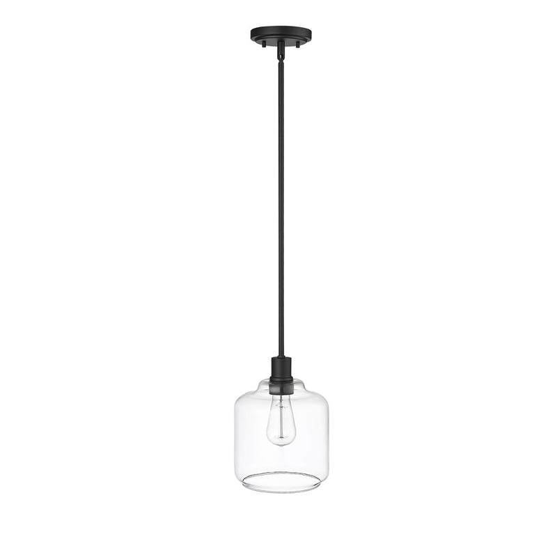 Millennium Lighting Asheville 1Lt Mini-Pendant, Black/Clear