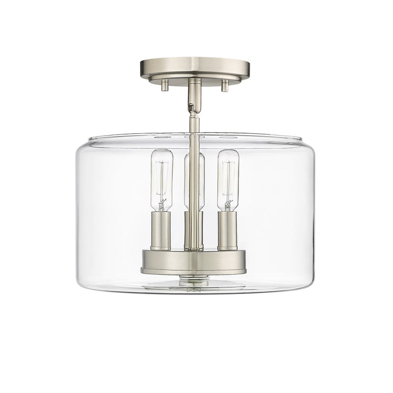 Millennium Lighting Asheville 3Lt Semi-Flush Mount, Nickel/Clear - 46923-BN