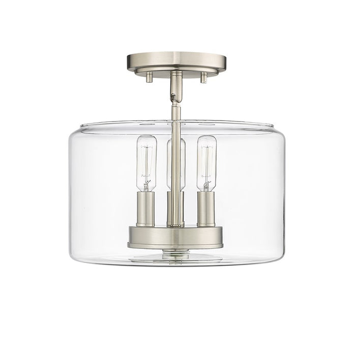 Millennium Lighting Asheville 3Lt Semi-Flush Mount, Nickel/Clear - 46923-BN