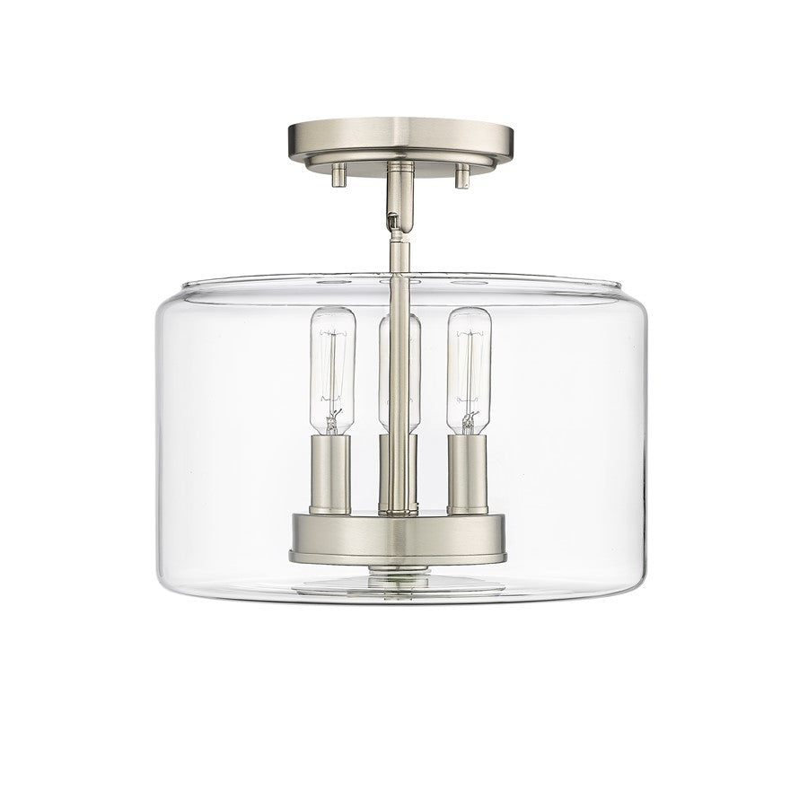 Millennium Lighting Asheville 3Lt Semi-Flush Mount, Nickel/Clear - 46923-BN
