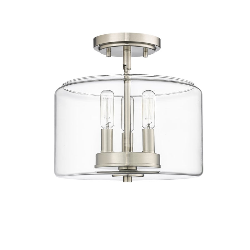 Millennium Lighting Asheville 3Lt Semi-Flush Mount, Nickel/Clear