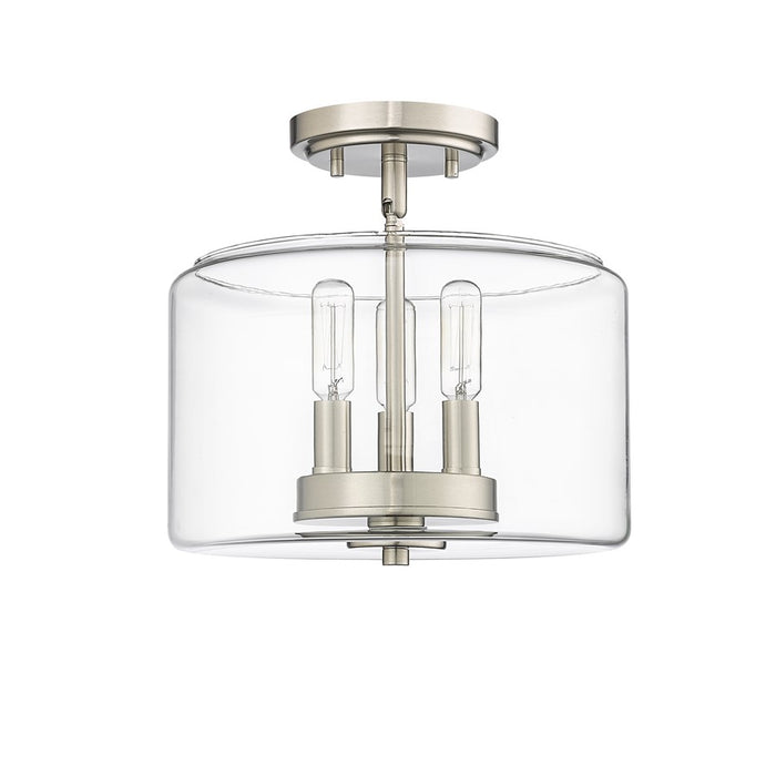 Millennium Lighting Asheville 3Lt Semi-Flush Mount, Nickel/Clear