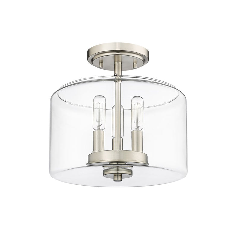 Millennium Lighting Asheville 3Lt Semi-Flush Mount, Nickel/Clear