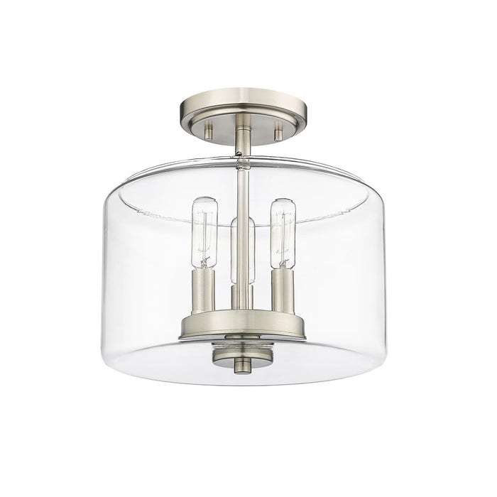 Millennium Lighting Asheville 3Lt Semi-Flush Mount, Nickel/Clear