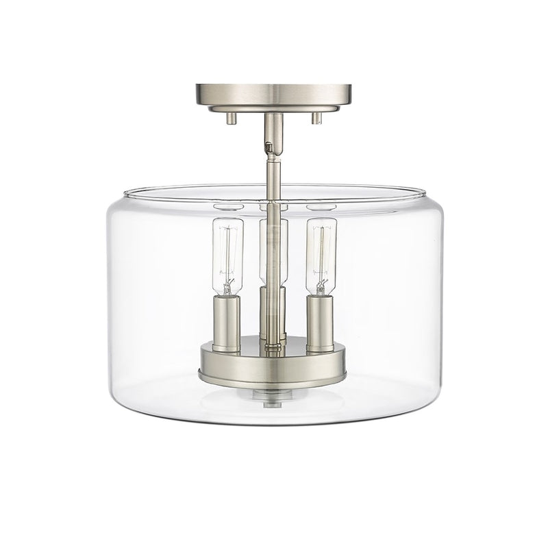 Millennium Lighting Asheville 3Lt Semi-Flush Mount, Nickel/Clear