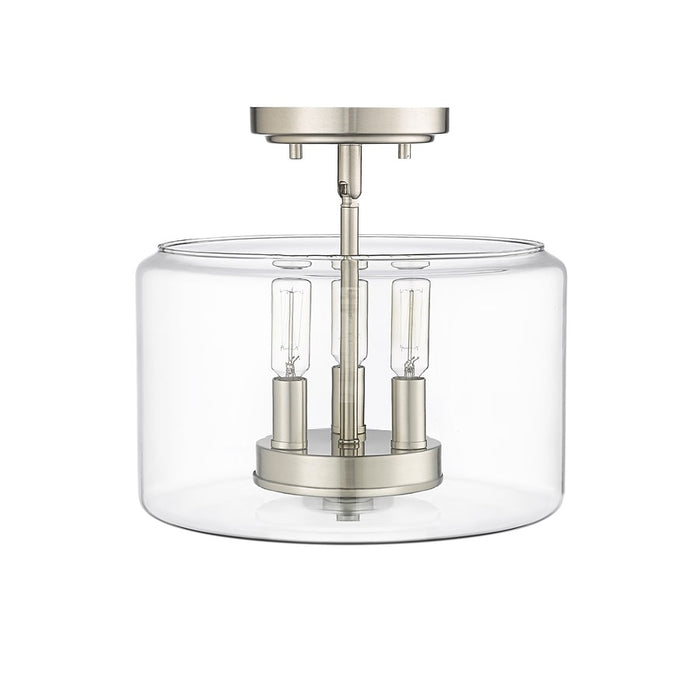 Millennium Lighting Asheville 3Lt Semi-Flush Mount, Nickel/Clear