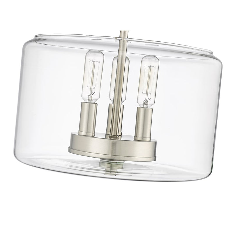 Millennium Lighting Asheville 3Lt Semi-Flush Mount, Nickel/Clear