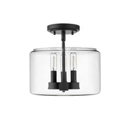 Millennium Lighting Asheville 3Lt Semi-Flush Mount, Black/Clear - 46923-MB