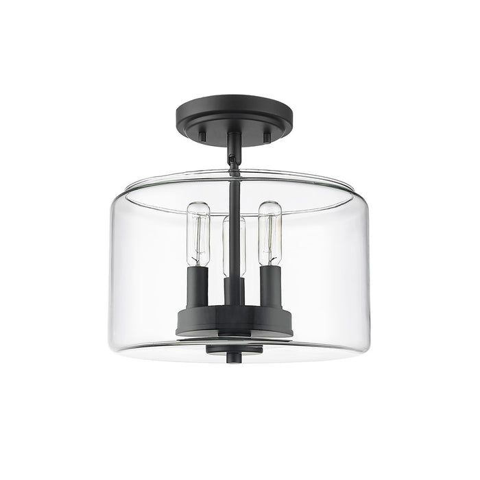 Millennium Lighting Asheville 3Lt Semi-Flush Mount, Black/Clear