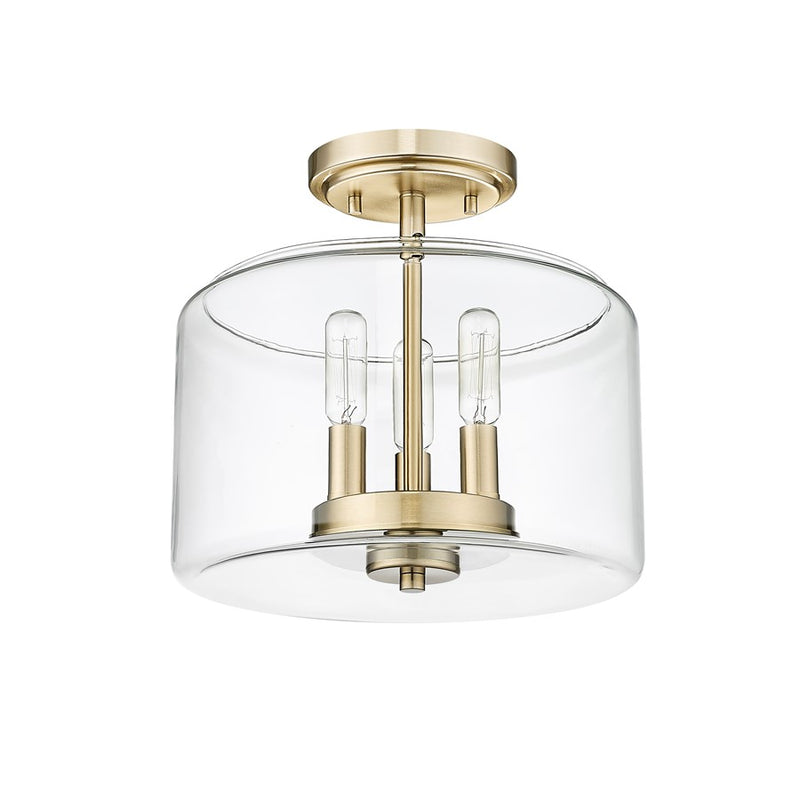 Millennium Lighting Asheville 3Lt Semi-Flush Mount, Modern Gold/Clear