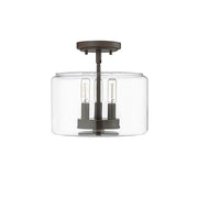 Millennium Asheville 3Lt Semi Flush Mount, Rubbed Bronze/Clear - 46923-RBZ