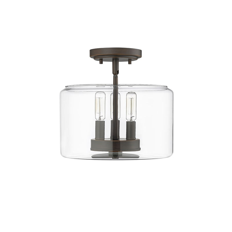 Millennium Asheville 3Lt Semi Flush Mount, Rubbed Bronze/Clear - 46923-RBZ