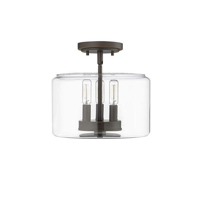 Millennium Asheville 3Lt Semi Flush Mount, Rubbed Bronze/Clear - 46923-RBZ