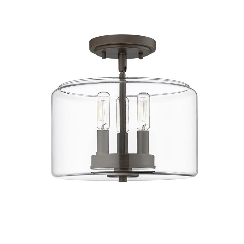 Millennium Asheville 3Lt Semi Flush Mount, Rubbed Bronze/Clear