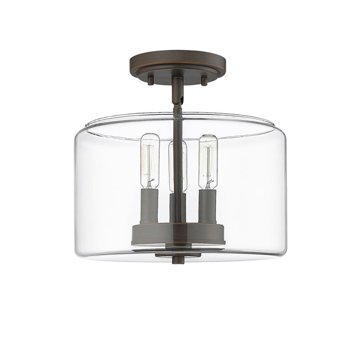 Millennium Asheville 3Lt Semi Flush Mount, Rubbed Bronze/Clear