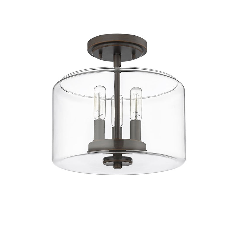 Millennium Asheville 3Lt Semi Flush Mount, Rubbed Bronze/Clear