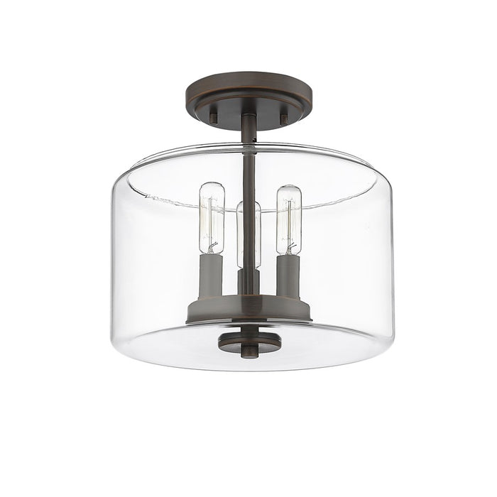 Millennium Asheville 3Lt Semi Flush Mount, Rubbed Bronze/Clear