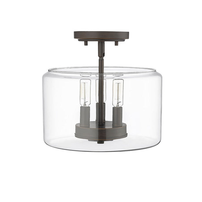 Millennium Asheville 3Lt Semi Flush Mount, Rubbed Bronze/Clear