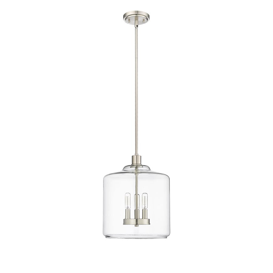 Millennium Lighting Asheville 3Lt Pendant, Brushed Nickel/Clear - 46933-BN