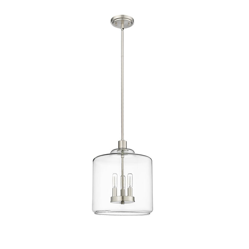 Millennium Lighting Asheville 3Lt Pendant, Brushed Nickel/Clear