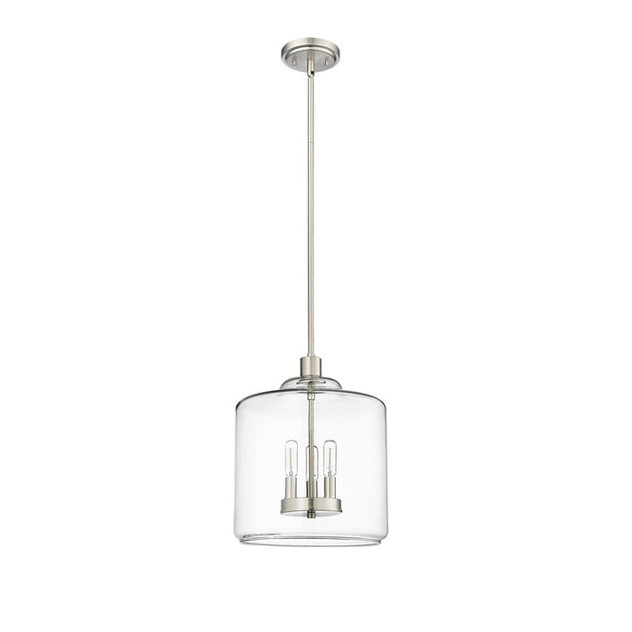 Millennium Lighting Asheville 3Lt Pendant, Brushed Nickel/Clear