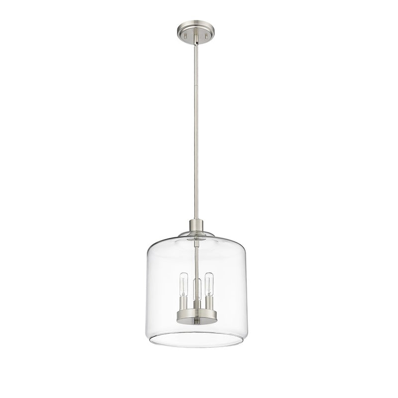 Millennium Lighting Asheville 3Lt Pendant, Brushed Nickel/Clear