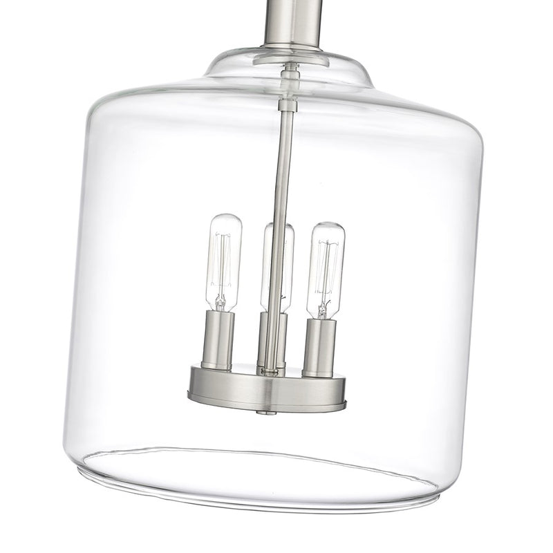 Millennium Lighting Asheville 3Lt Pendant, Brushed Nickel/Clear