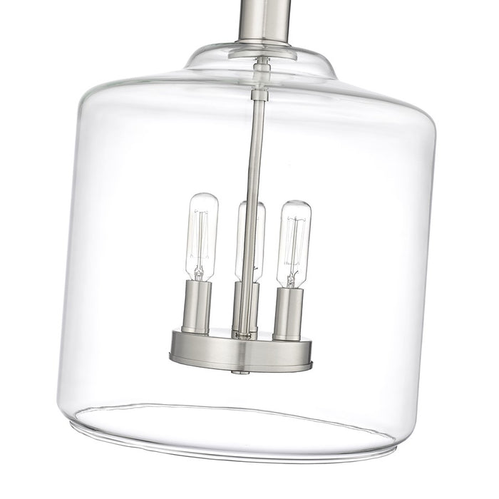 Millennium Lighting Asheville 3Lt Pendant, Brushed Nickel/Clear