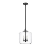 Millennium Lighting Asheville 3Lt Pendant, Black/Clear - 46933-MB