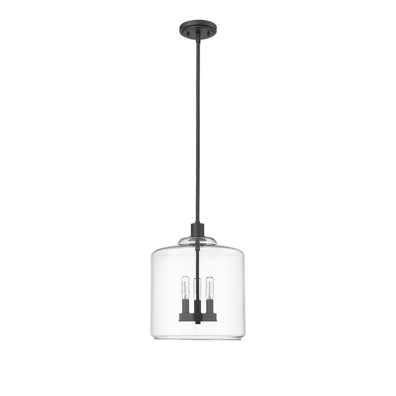 Millennium Lighting Asheville 3Lt Pendant, Black/Clear - 46933-MB