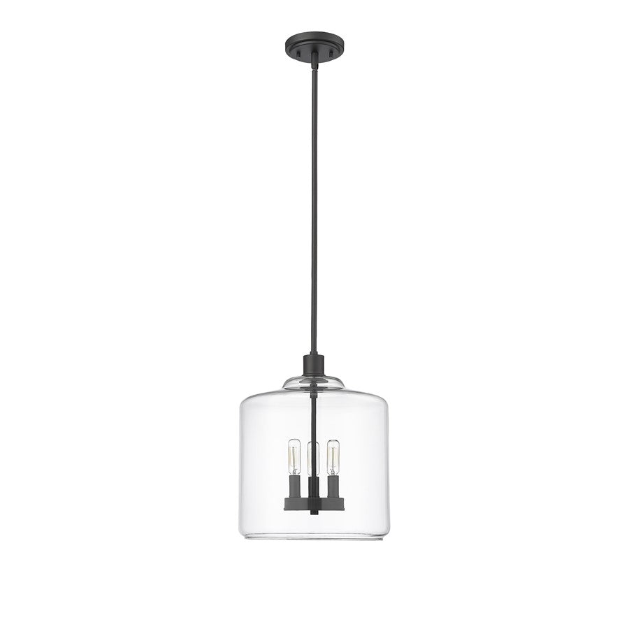 Millennium Lighting Asheville 3Lt Pendant, Black/Clear - 46933-MB