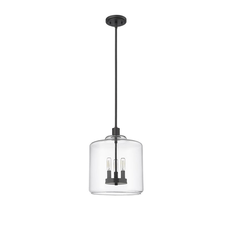 Millennium Lighting Asheville 3Lt Pendant, Black/Clear