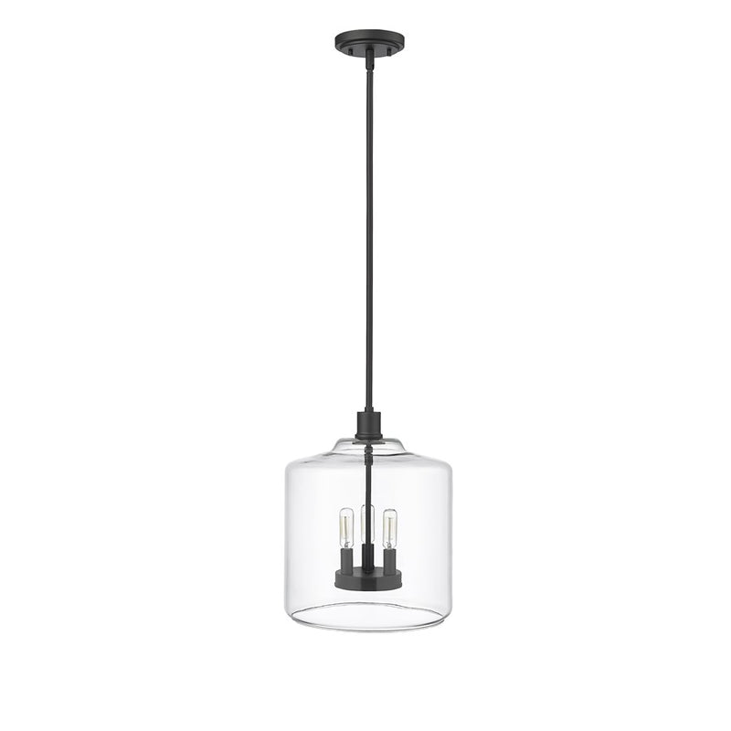 Millennium Lighting Asheville 3Lt Pendant, Black/Clear