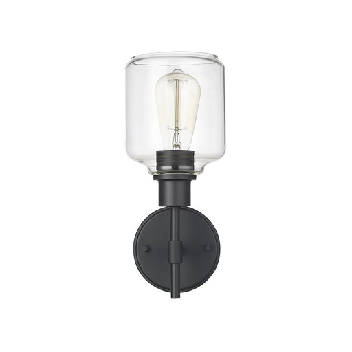 Millennium Lighting Asheville 1Lt Bathroom Wall Sconce, Black/Clear - 46941-MB