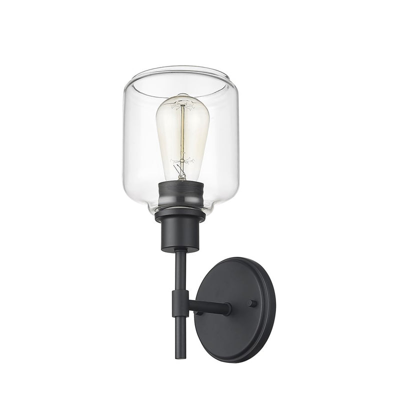 Millennium Lighting Asheville 1Lt Bathroom Wall Sconce, Black/Clear