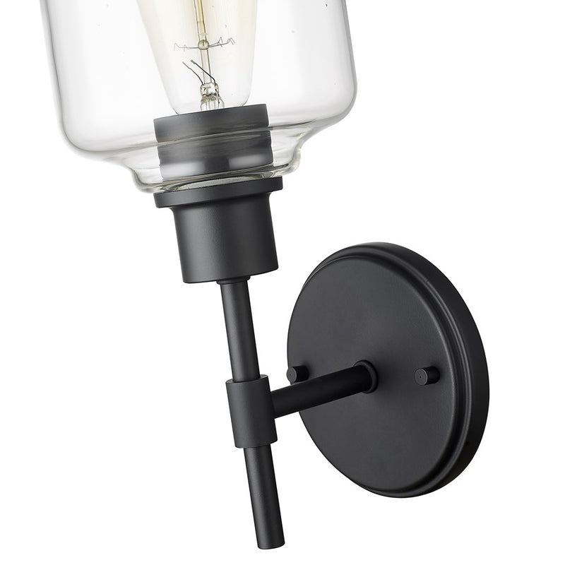 Millennium Lighting Asheville 1Lt Bathroom Wall Sconce, Black/Clear
