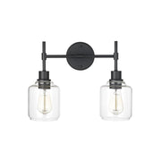 Millennium Lighting Asheville 2Lt Bathroom Vanity Light, Black/Clear - 46942-MB