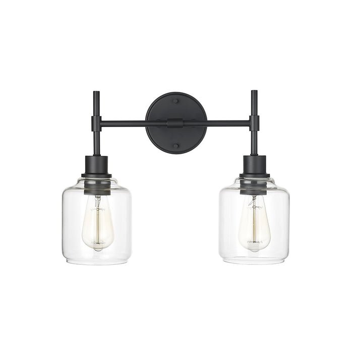 Millennium Lighting Asheville 2Lt Bathroom Vanity Light, Black/Clear - 46942-MB