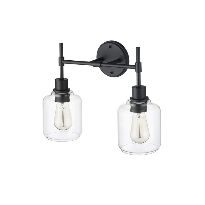 Millennium Lighting Asheville 2Lt Bathroom Vanity Light, Black/Clear
