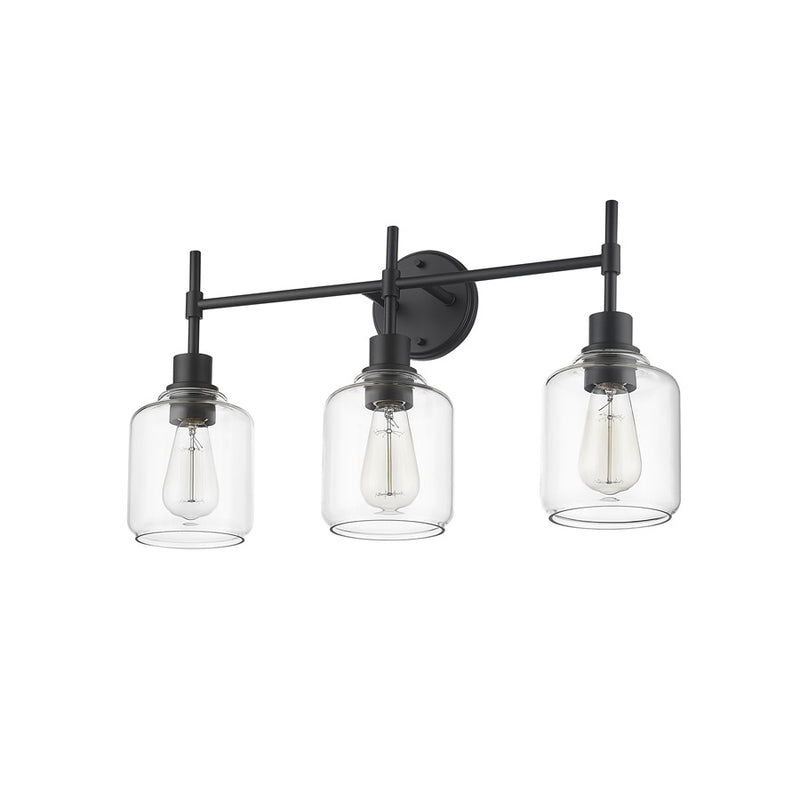Millennium Lighting Asheville 3Lt Vanity, Black/Clear