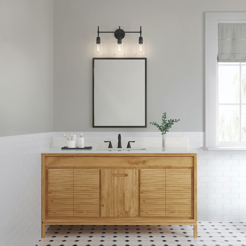 Millennium Lighting Asheville 3Lt Vanity, Black/Clear