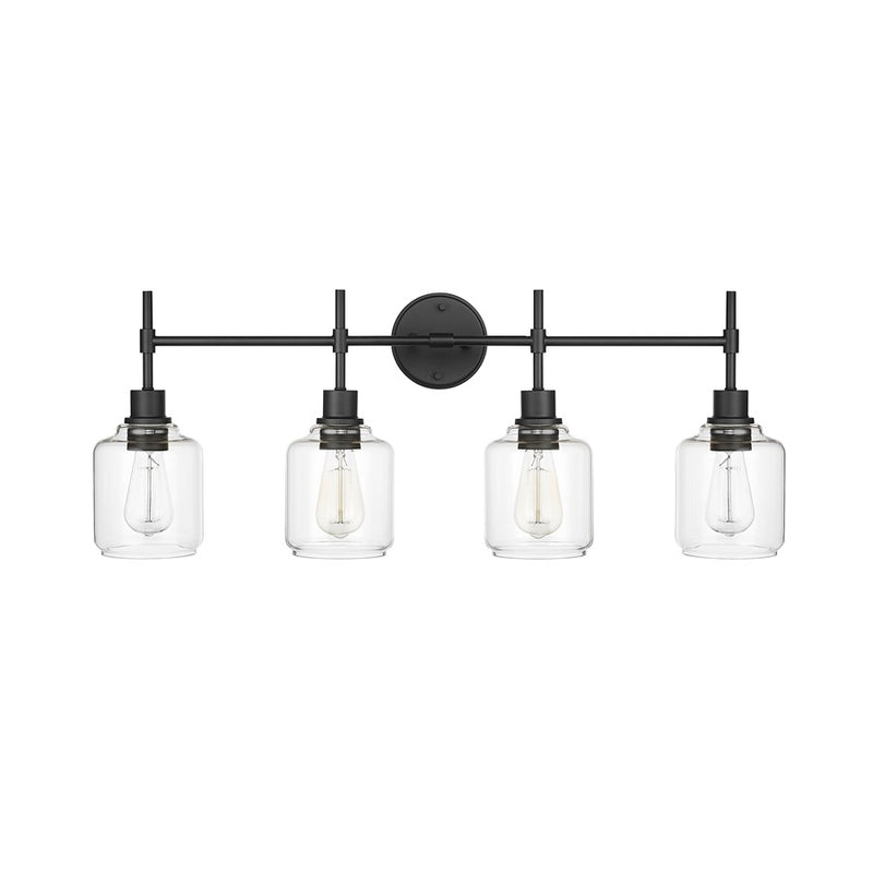 Millennium Lighting Asheville 4Lt Vanity, Black/Clear - 46944-MB