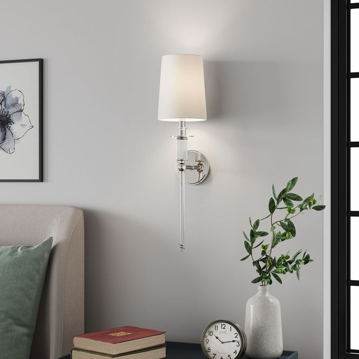 Millennium Lighting 1Lt Wall Sconce/Round, Polished Nickel/White