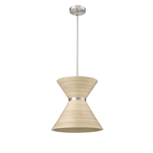 Millennium Lighting Jaycen 1Lt Pendant, Brushed Nickel/Bamboo Nature