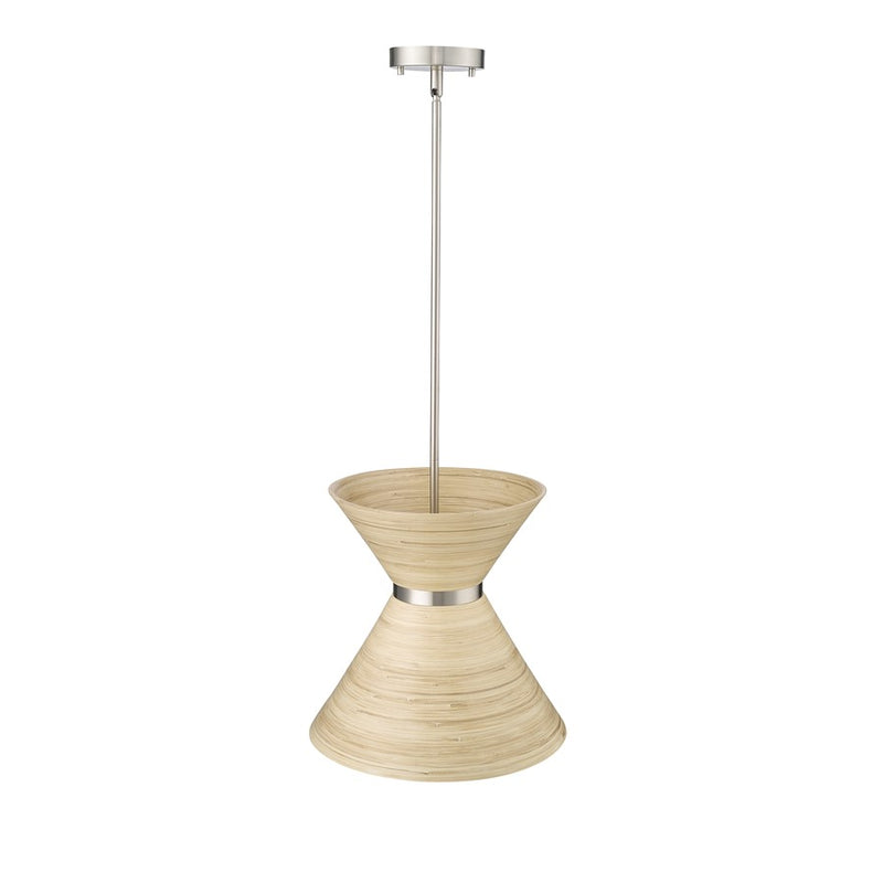 Millennium Lighting Jaycen 1Lt Pendant, Brushed Nickel/Bamboo Nature