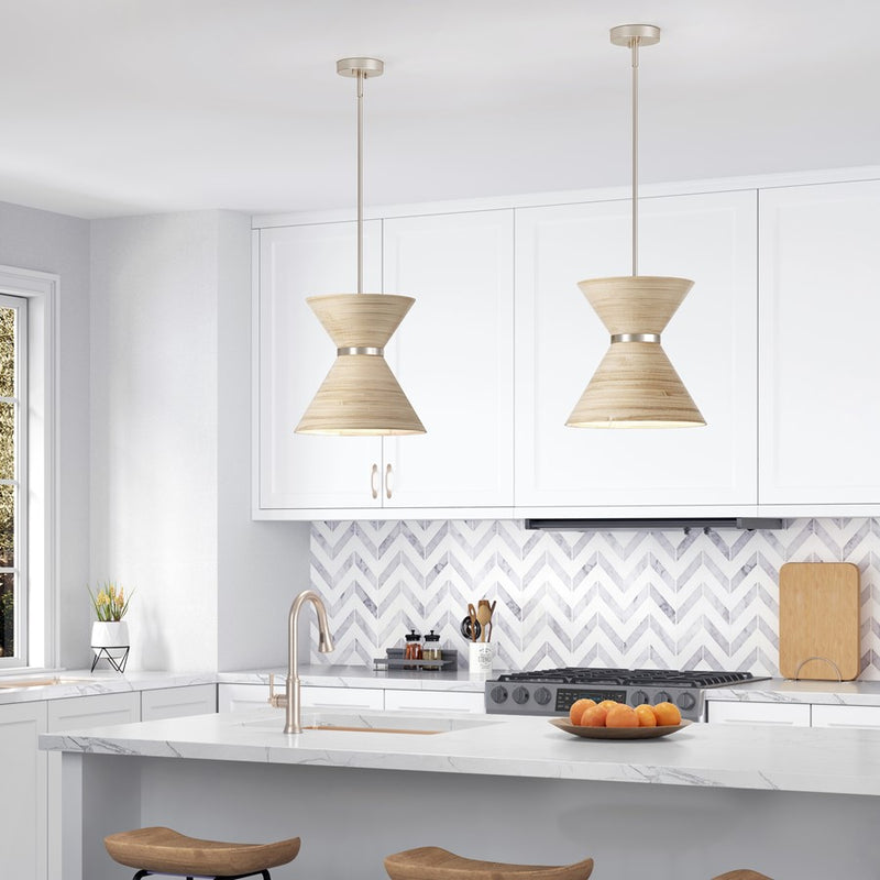 Millennium Lighting Jaycen 1Lt Pendant, Brushed Nickel/Bamboo Nature