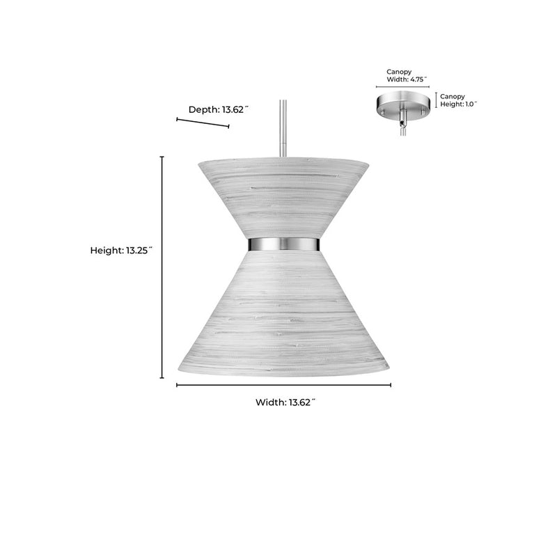 Millennium Lighting Jaycen 1Lt Pendant, Brushed Nickel/Bamboo Nature